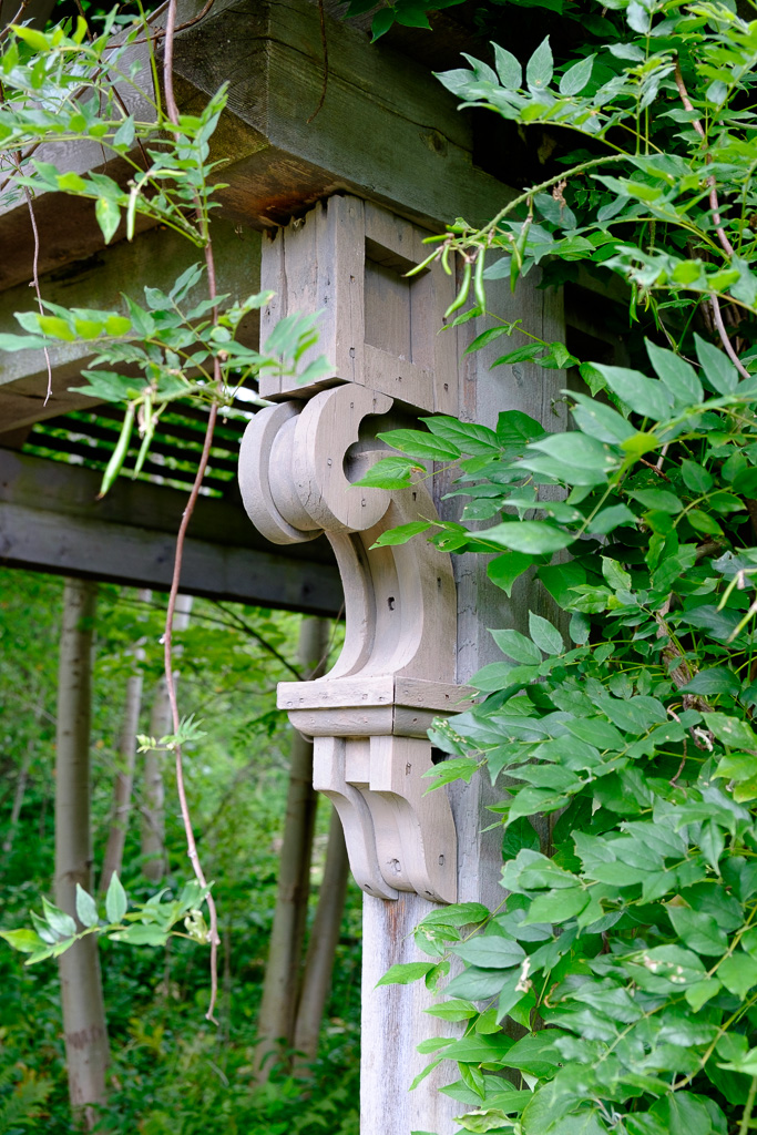 photograph of wooden details at the Gardens