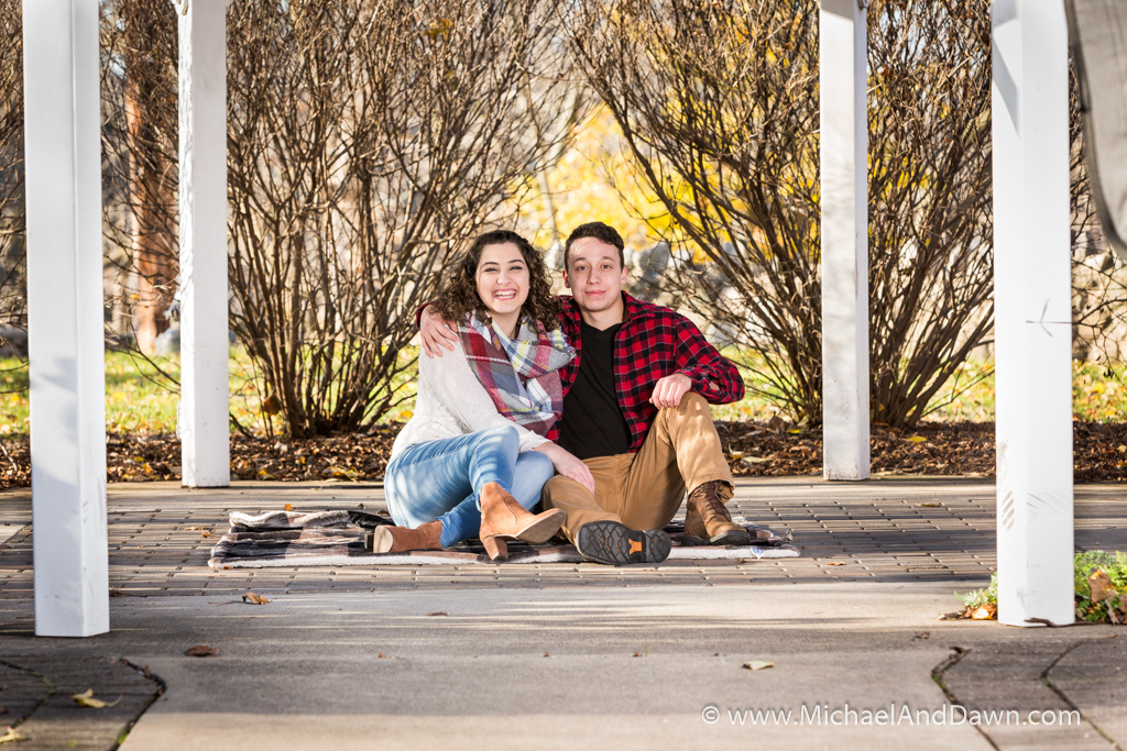 picture of and engagement session under the gazebo 